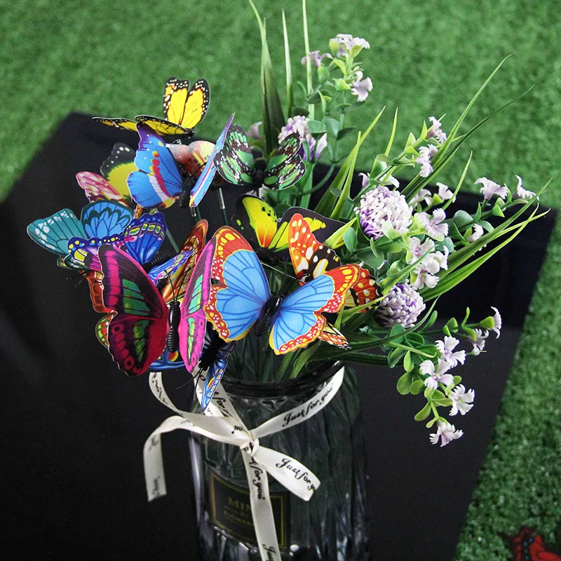 10 Bunch of Butterflies Garden Yard Planter Colorful Whimsical Butterfly Stakes Decoracion Outdoor Decor  Gardening Decoration