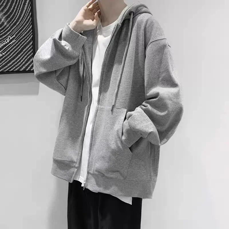 

Men's Zipper Hoodie Fce Lined Oversize Warm Casual Sport Open Cardigan Coat Hooded Sweatirt Loose Fit Youth Trend