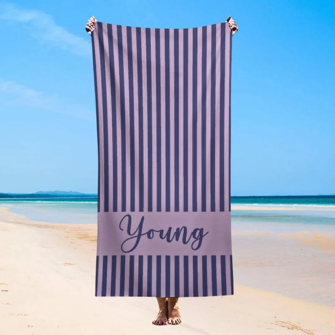 Strandtücher mit individuellem Namen, Farbe, leichtes Mikrofaser-Handtuch, Anti-Sand, schnell trocknendes Badetuch, personalisiertes Geschenk für Geburtstagsvater – Detail 9