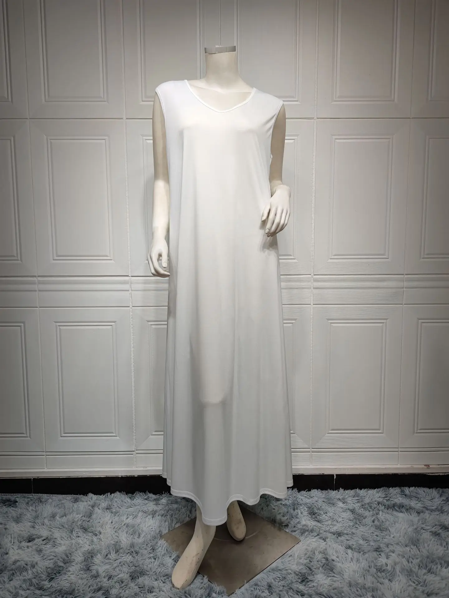 

DeepVNeck Dress UltraComfort Knitwear Sleeveless Dress FigureFlattering Round Ribbed Dress Modest Middle Eastern Vest