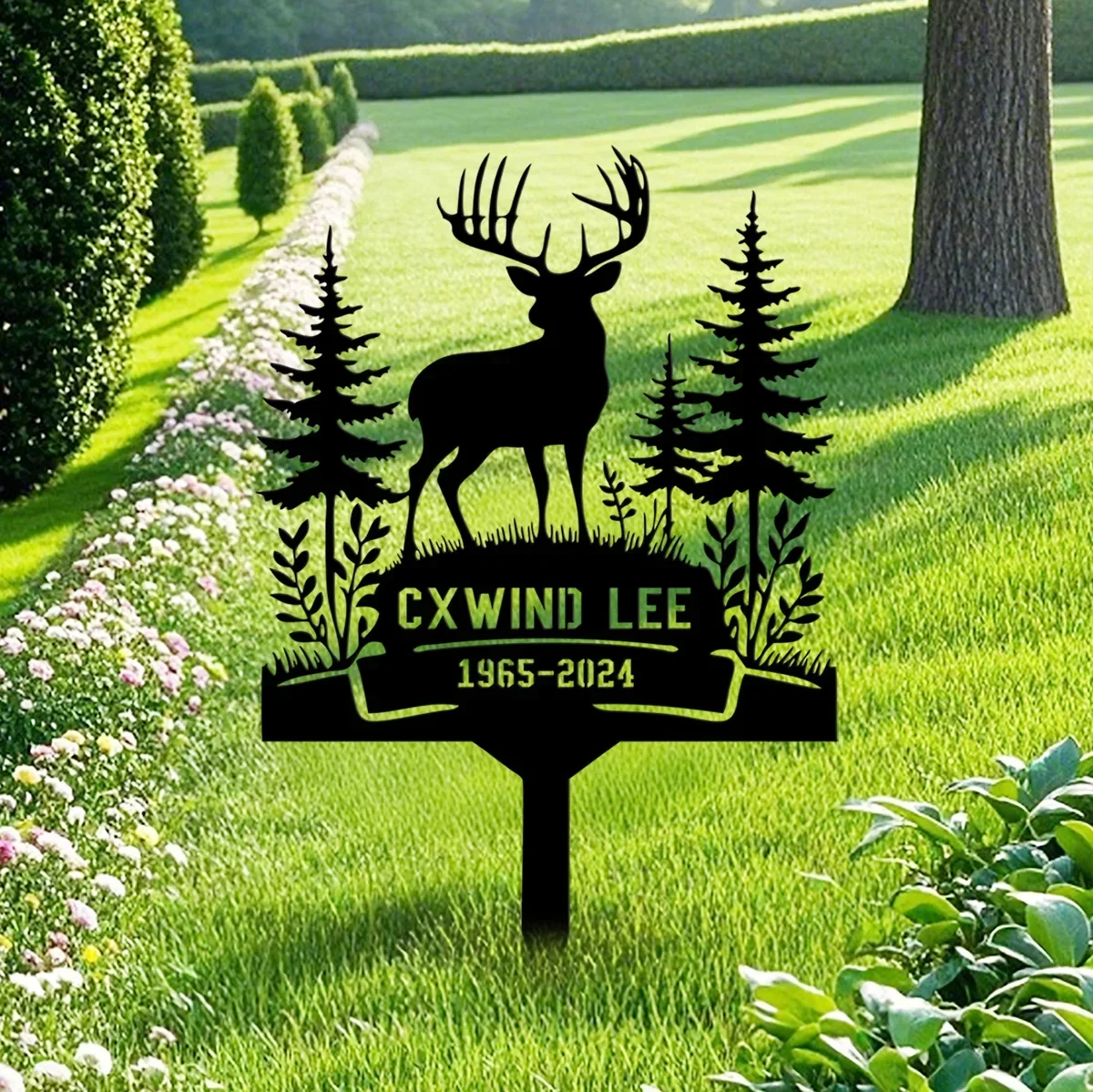 Custom Personalized Deer Hunting Memorial Stake, Custom Cemetery Stake, Grave Marker, Deer Hunter Memorial Stake, Hunter Loss