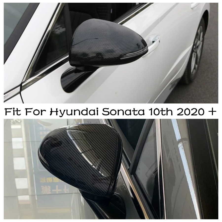 

Door Rearview Mirror Protector Shell Cover Trim For Hyundai Sonata DN8 2020 - 2023 Accessories Exterior ABS Carbon Fiber Look