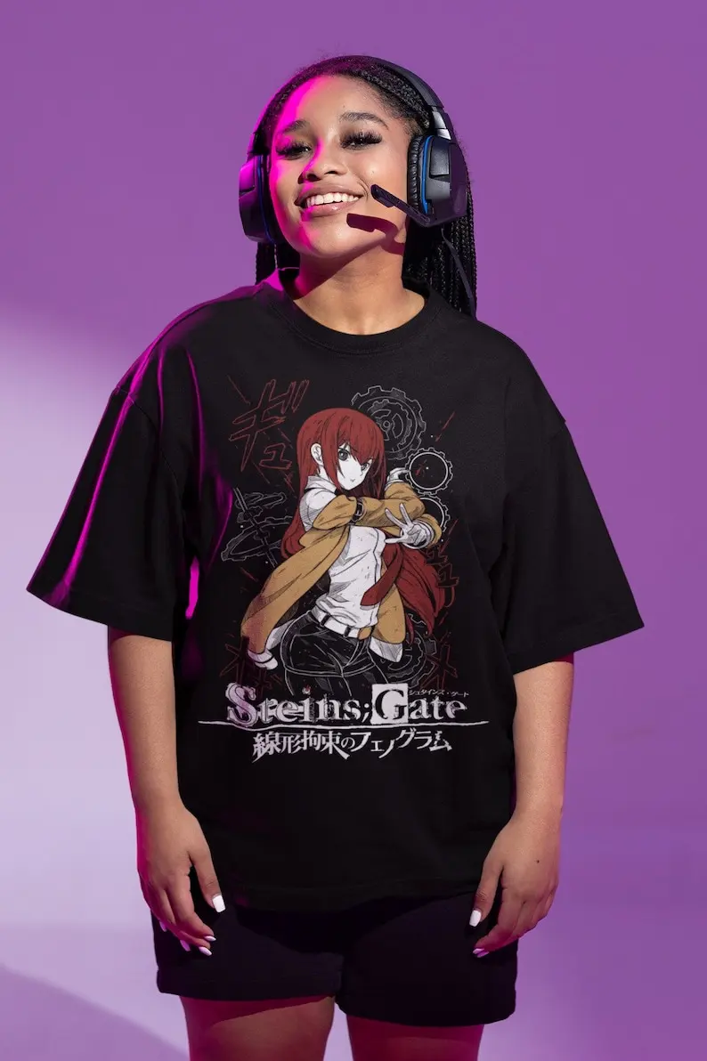 Steins Gate T-Shirt Kurisu Makise Girl Kawaii Waifu Anime Shirt Tee All Size