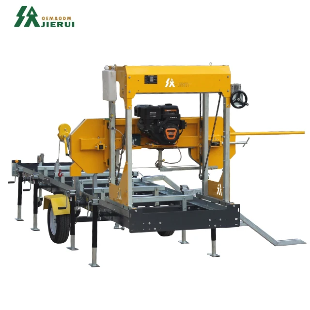 Portable  Engine Horizontal Log Band Saw Mill with Automatic High Efficiency Wood Cutting Trailer Woodworking Machine