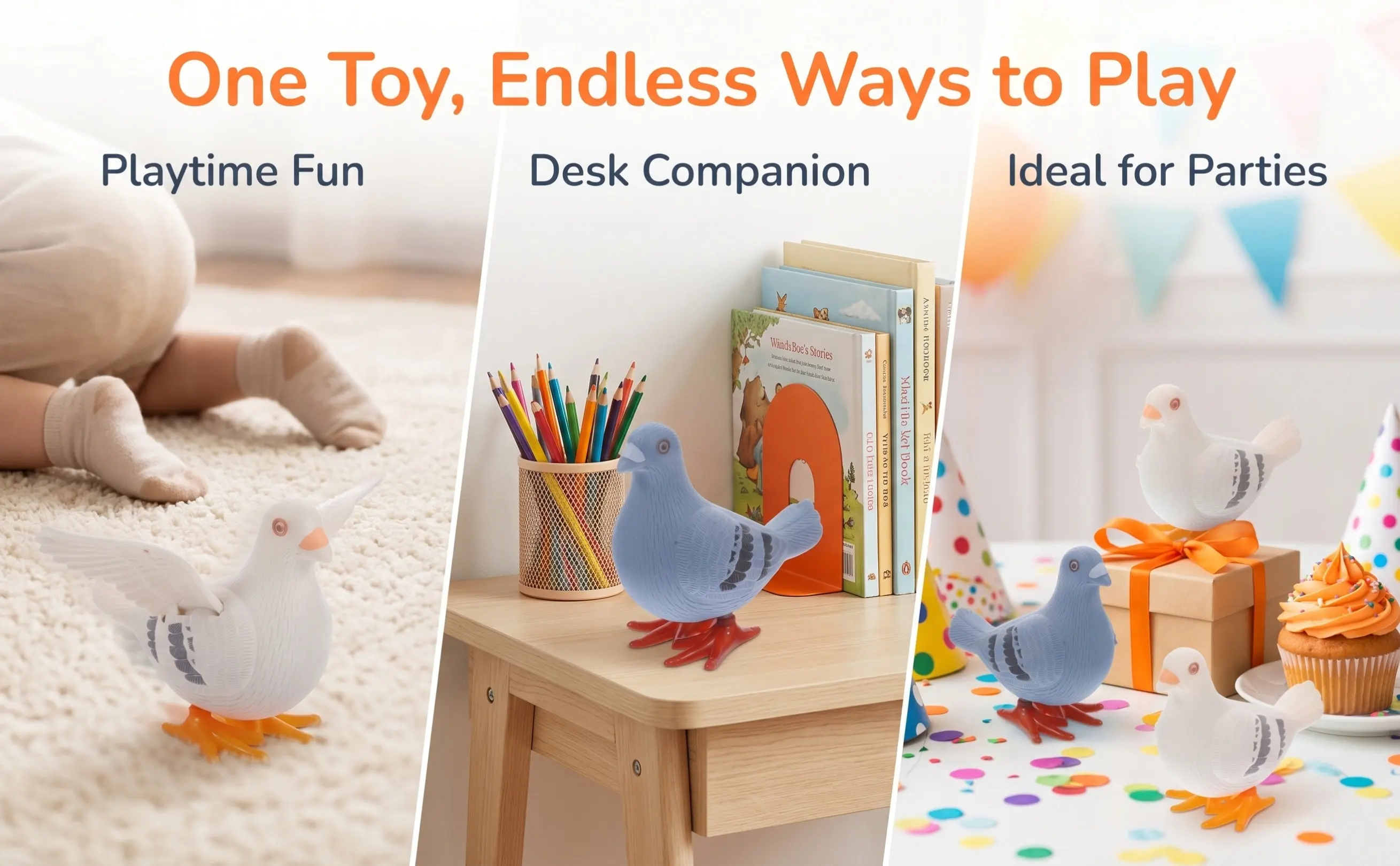 5Pcs Pigeon Clockwork Kid Early Learning Plastic Wind Up Playthings Decorative Home Ornaments Pigeon Clockwork Toys