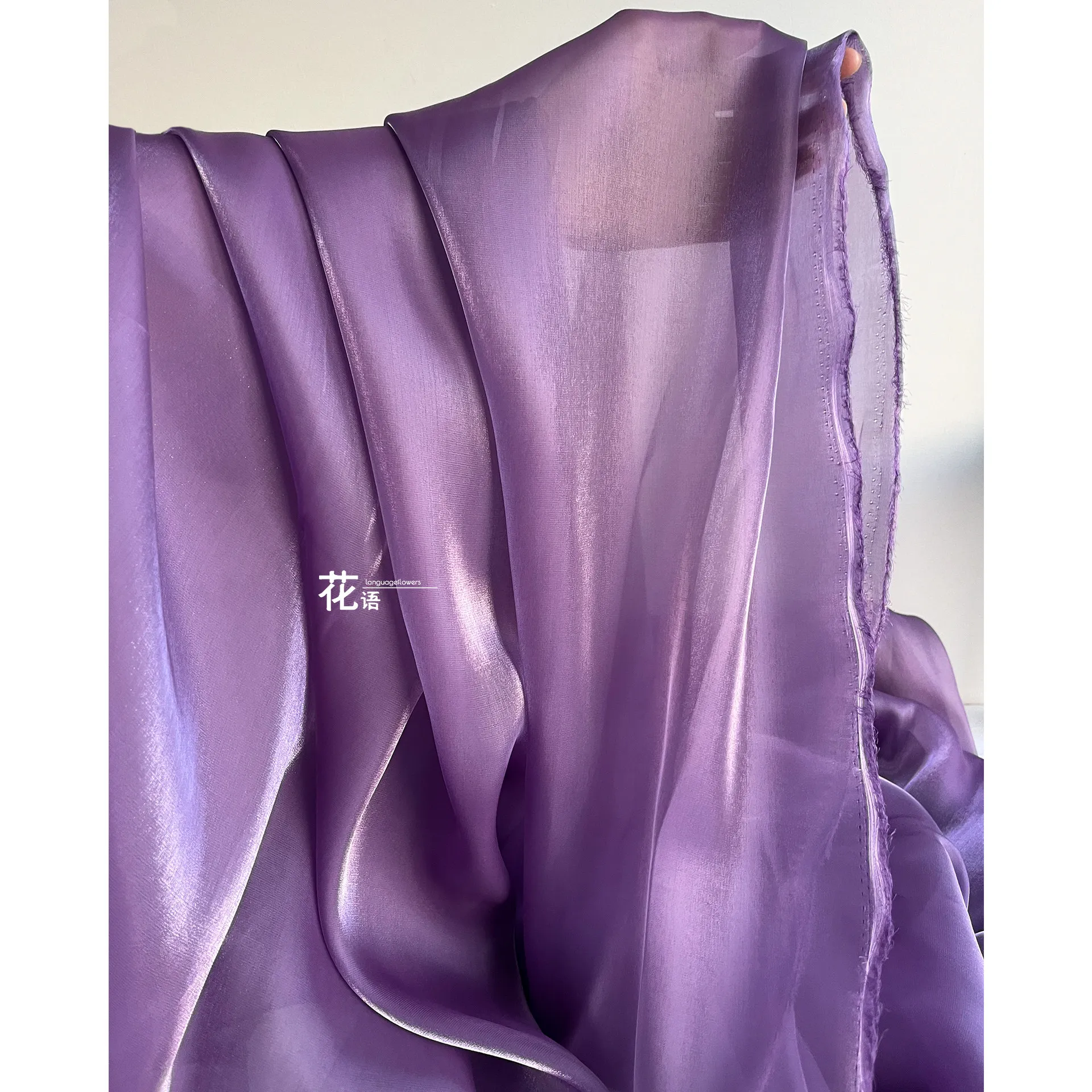 Purple Shimmer Satin Designer Fabric Soft Lightweight Semi Sheer Bridal Textile for Clothing Design and Creative Sewing Projects