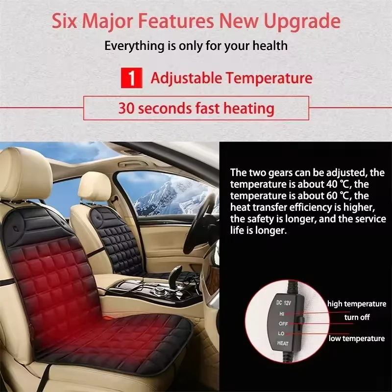 12V Car Heating Cushion Heated Seat Pad Heater Winter Warmer Seat Winter seat Protector Auto Seat Cushion Pad Winter Mat image 6
