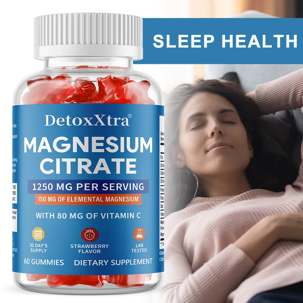 

Magnesium Citrate Gummies, Relieve Stress Calm Nerves Improve Sleep, Support Muscle Bone Heart Health & Digestive Comfort