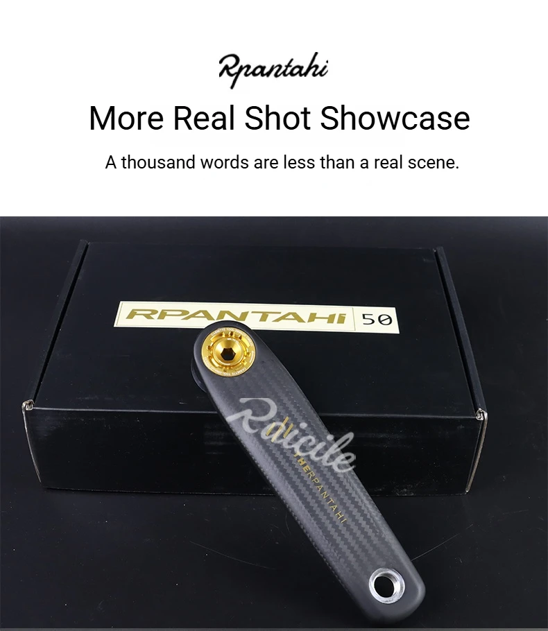 RPANTAHI Rennrad-Crankset aus Carbonfaser mit SLR-Leistungsmesser, 24mm Titanachse, ultraleichtes Gold-Crankset – Detail 12