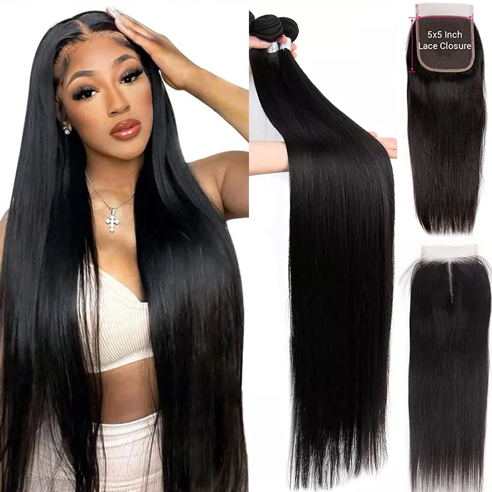 10A 30 Inch Human Hair Bundles Brazilian Hair Weave Bundles Straight Human Hair Bundles 30 Inch Bundles Hair Extensions Remy