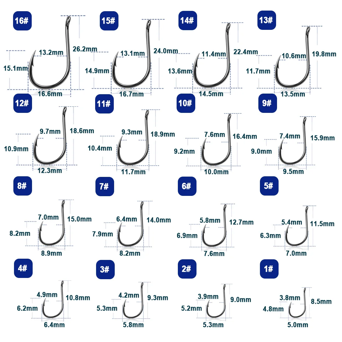 9KM Fishing Hooks 50~200Pcs Saltwater Fishing J Hooks Strong Sharp Needle Point Barbs Ringed Eye Saltwater Fishing Octopus Hooks