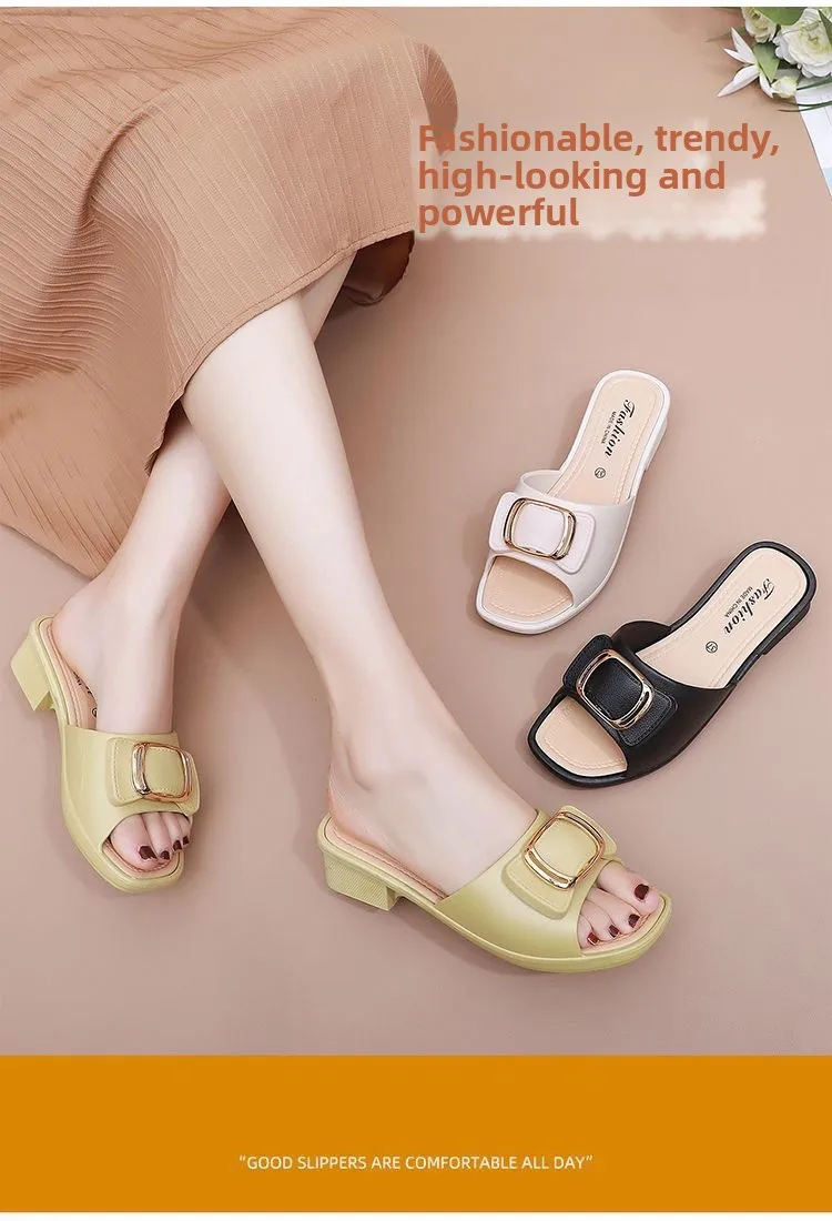 Women's Versatile Summer Sandals - Fashion Thick Sole Flip Flops, Non-Slip Durable Outdoor Slides for Beach/Street Wear