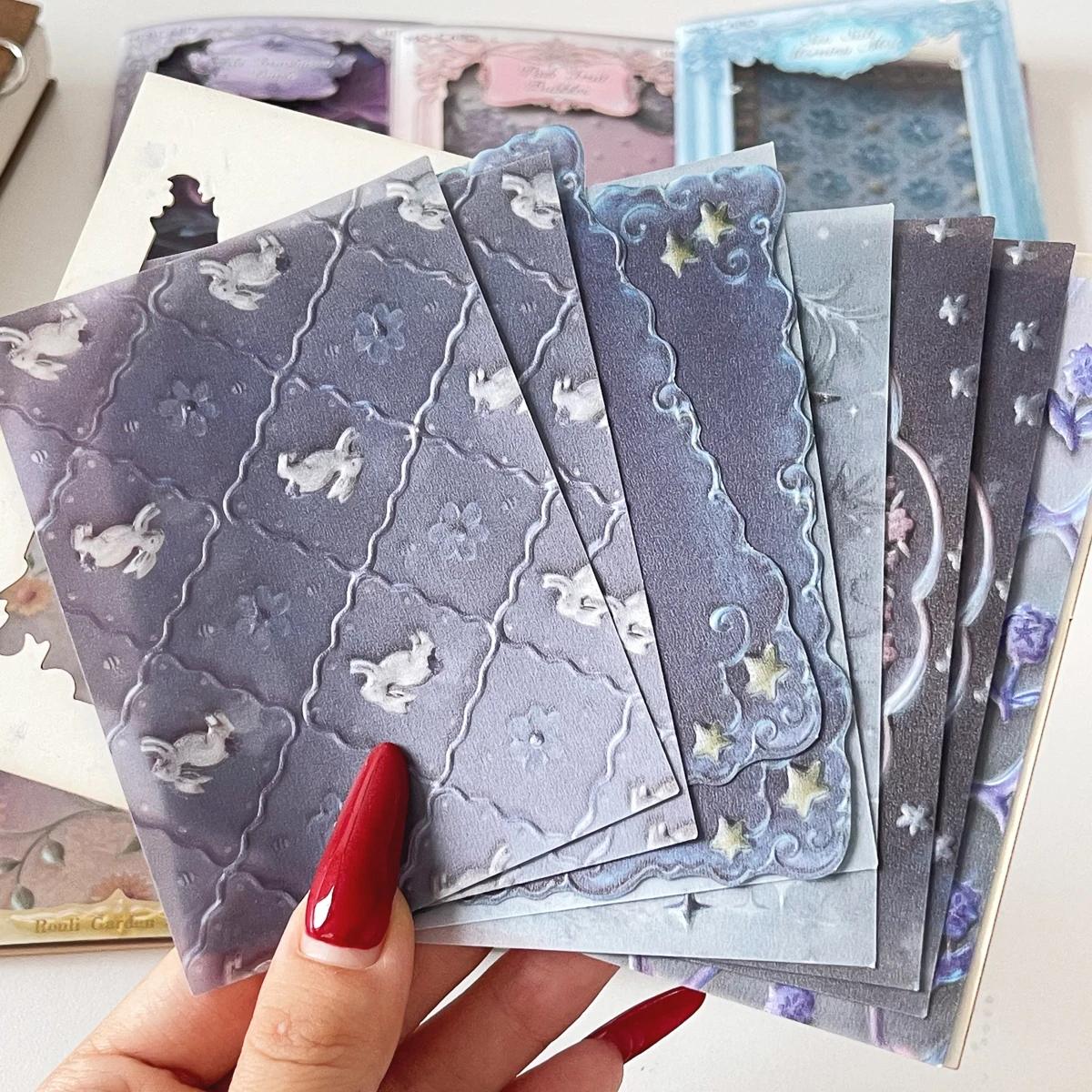10 Sheets Translucent Vellum Paper with Embossed Relief Floral Designs for Journal Scrapbooking Collage Background Card Making