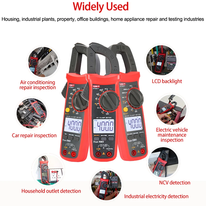 

Digital Current Clamp Meter Multimeter True RMS 400-600A Auto Range Voltmeter Resistance Test UNI-T UT204 Plus UT210E UT210D