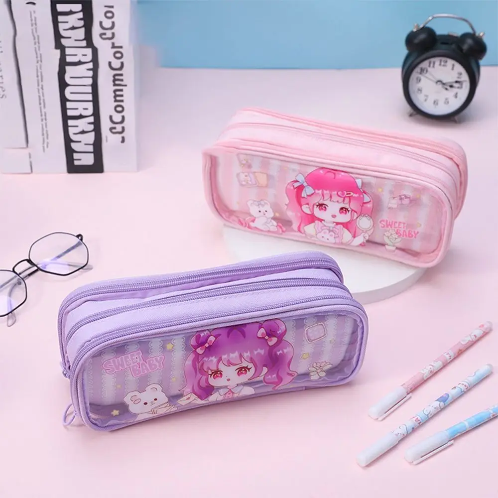 Portable Oxford Pencil Case Large Capacity Multi-Storey Pen Bag Multi-functional Stationery Storage Pouch Student Gift