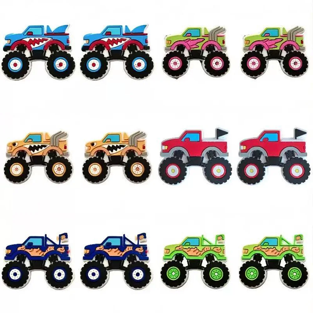 Cool Off-road Monster Truck & Racing Car Shoe Charms PVC Detachable Shoe Buckles For Hole Clogs Sandals Boys Birthday Gift