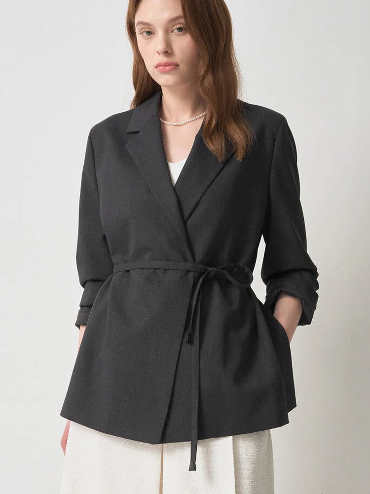 

Весна 2026: Женский пиджак в корейском стиле, свободный, комфортный, приятный к телу, универсальный, с поясом для утяжки талии, для офиса и повседневной носки