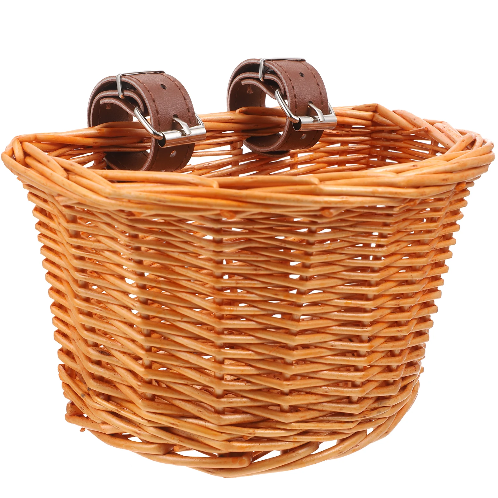 Small D Shape Bike Basket Handmade Natural Willow Wicker Detachable Front Handlebar Bicycle Storage Basket for Outdoor