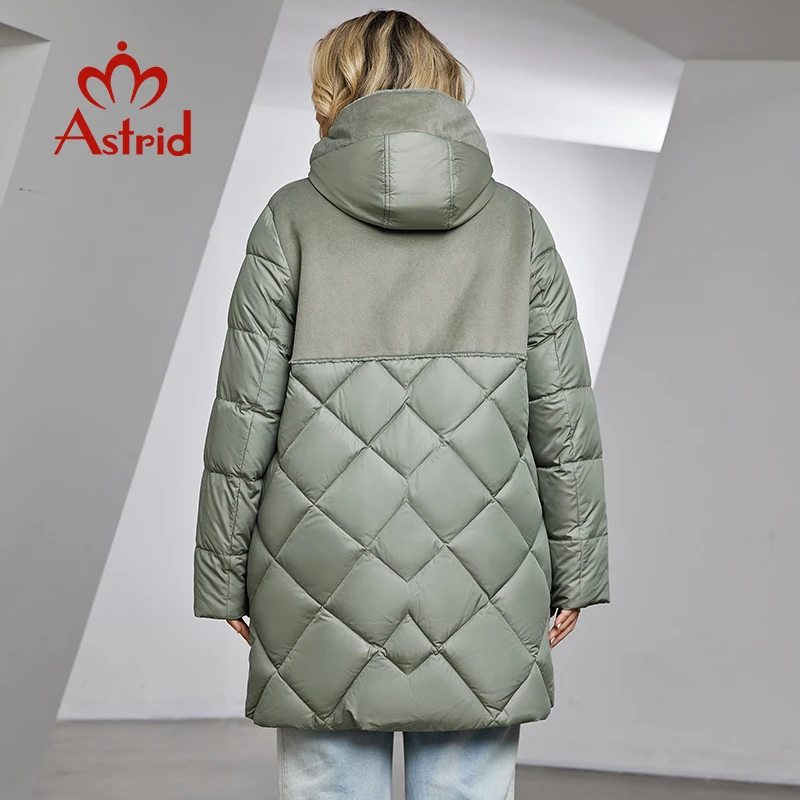 Astrid Women\'s Winter Jacket 2023 Plus Size Women Parka Long Bio Down Jackets Stitching Design Thick Fleece Hooded Quilted Coat