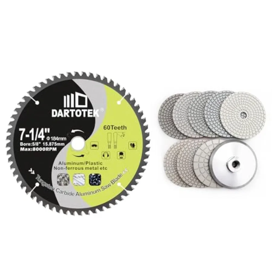 

7-1/4"/184mm Aluminum Cutting DiscCircular Saw Blade 60T TCG Teeth TCT Cut Off Wheel for Aluminum Plastic with 5/8" Arbor for C