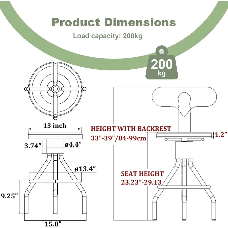 Conjunto de 2 bancos de bar rústicos industriais com altura ajustável de 24 a 30 polegadas, base giratória de metal e balcão superior de madeira e