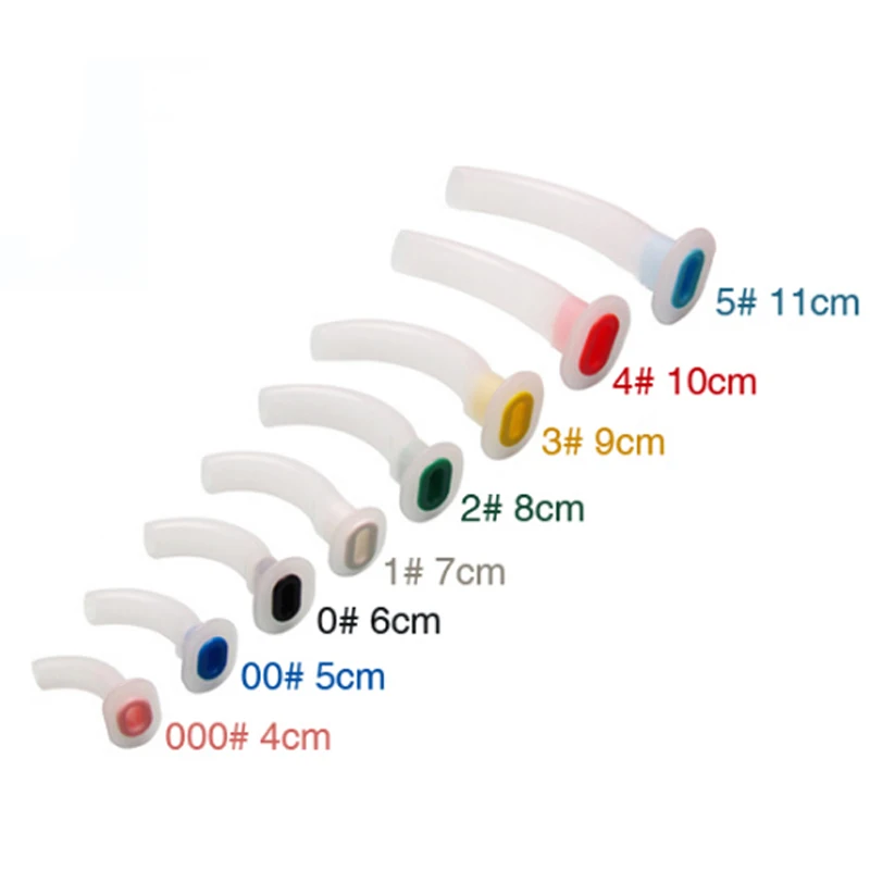 8PCS Disposable Medical Anesthesia Oral Airway Tube Oropharyngeal Gas Guide Throat Pipe with Case for CPR First Aid Respiration