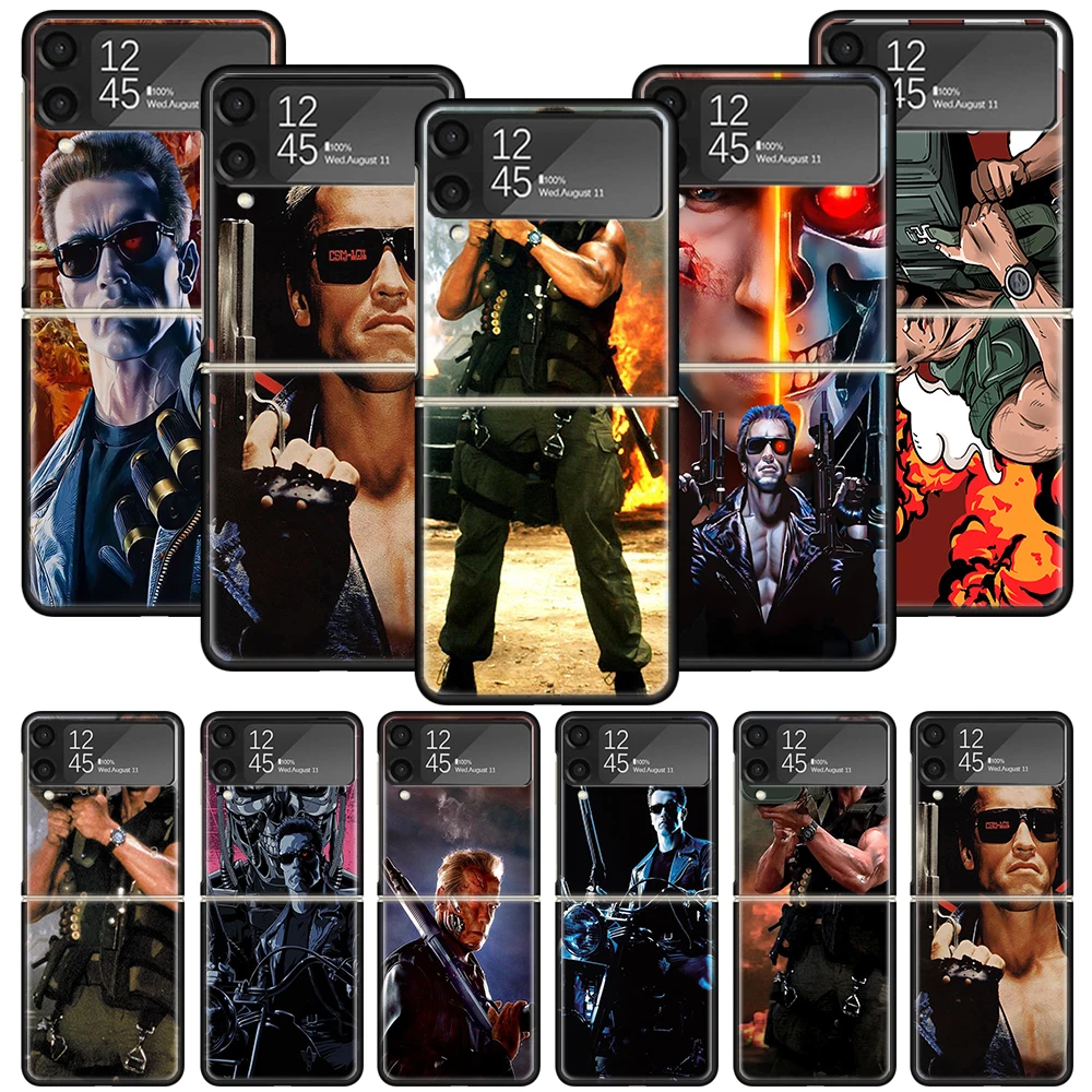 Arnold Schwarzenegger Terminator Phone Case For Samsung Galaxy Z Flip 5 4 3 5G Shockproof Cover For Samsung Z Flip3 Flip4 ZFlip5