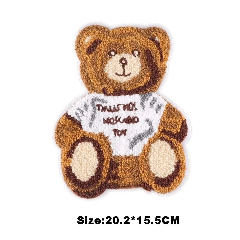 Cartoon Cute Teddy Bear Large Patch Chenille Sewing Embroidery Applique On Clothes,DIY Sew On patches For jacket,Clothing Kids