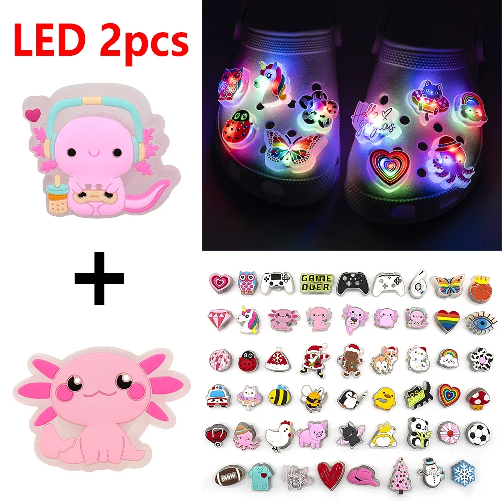 2pcs Lighted Shoe Charms Gamepad Cute Animal LED Pins Shoe Decorations for Kid Men Women Clog Glowing Sneaker Sandal Accessories