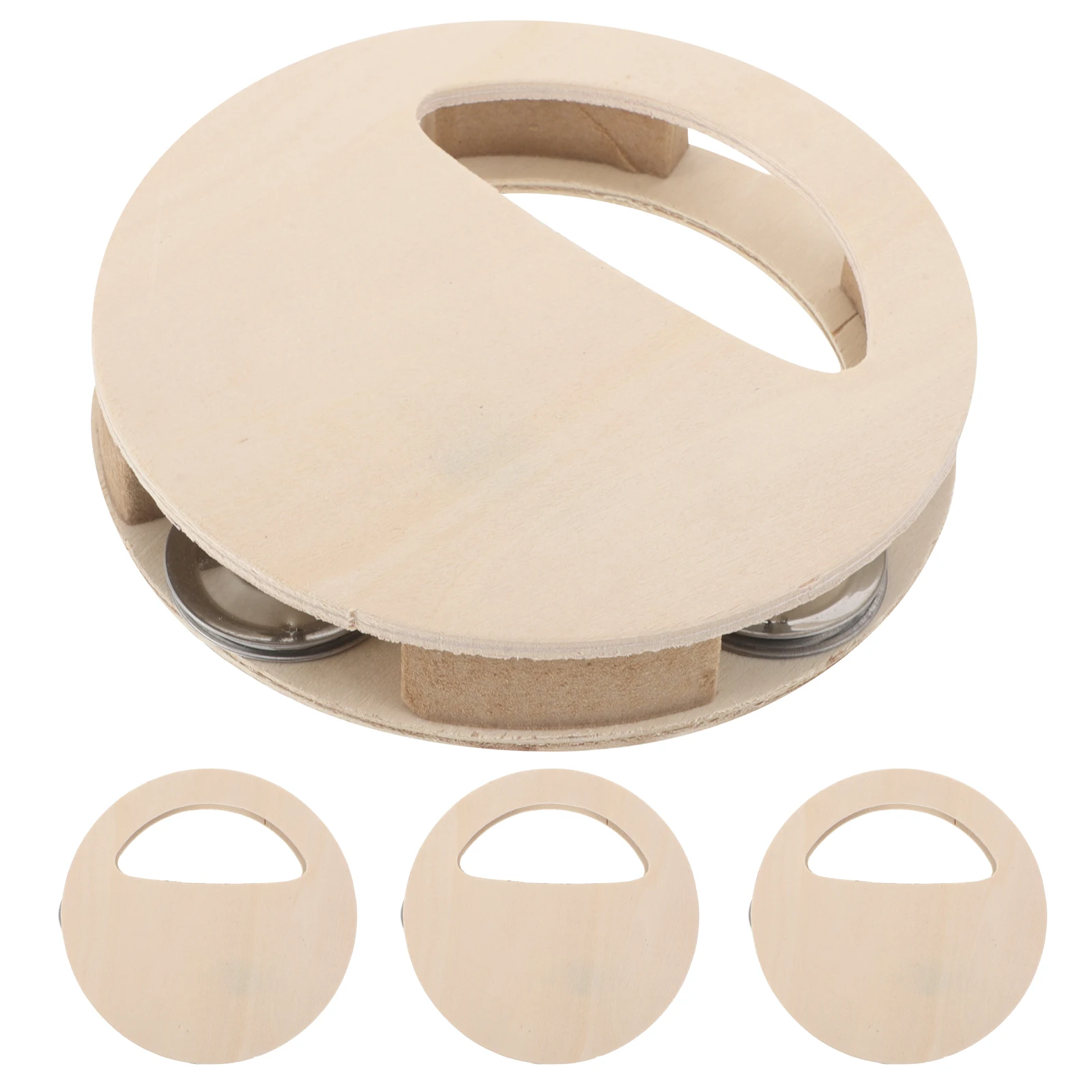 4pcs 어린이 딸랑이 감각 개발 나무 아기 장난감 어린이를위한 천연 유기농 도색되지 않은 카키 드럼 악기