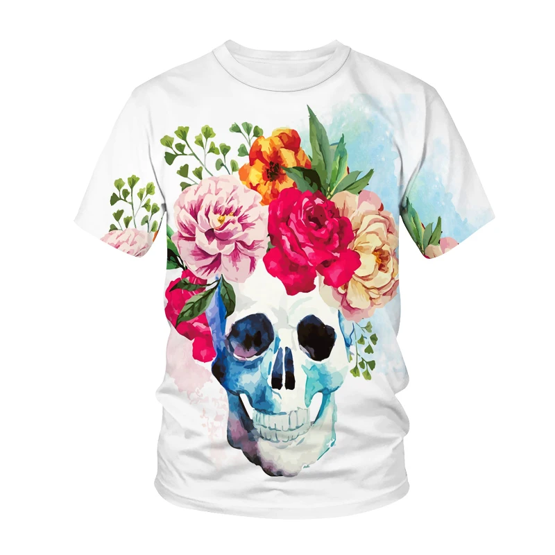 Summer Men\'s Fashion Skull T-Shirt 3d Printed O Collar Short Sleeve Street Trend Retro Fun Personality Large Size Casual Top