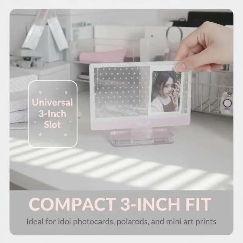 Polka Dot Acrylic Table Card Display Stand Lightweight Portable Mini Photo Frame for Desktop Decor Student Idol Card Display