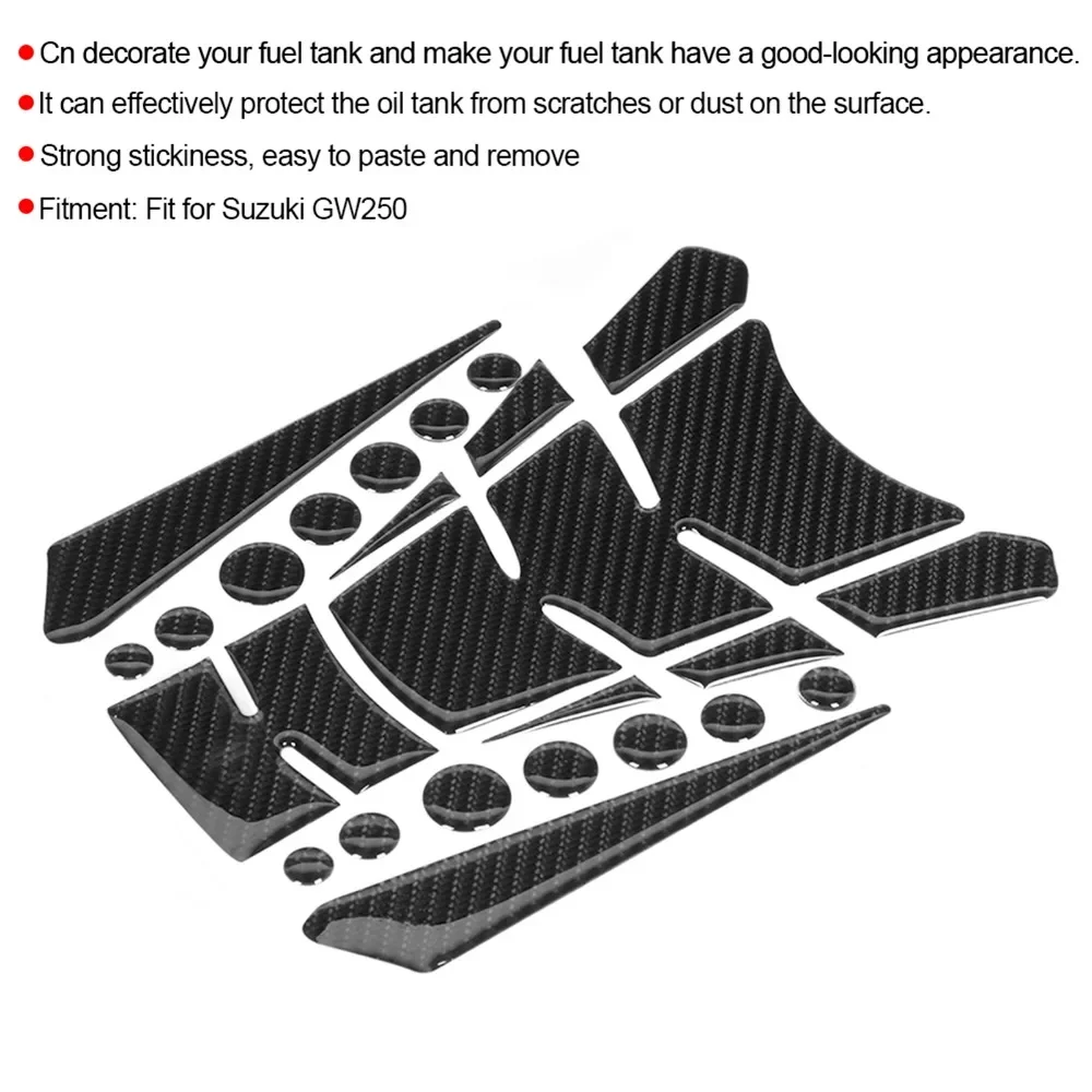 Pegatina protectora de almohadilla de tanque de combustible de motocicleta, fibra de carbono 5D, apto para Suzuki GW250