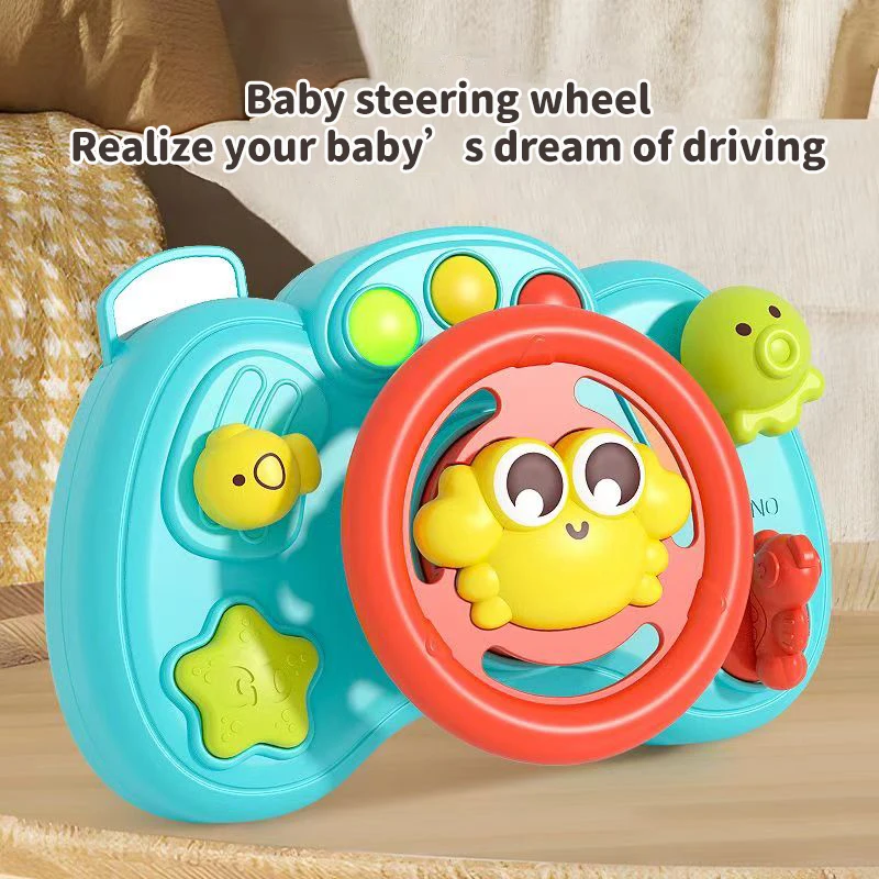 

Kids Simulation Steering Wheel Toy Crab Light Interactive Educational Children Toy Baby Stroller Steering Wheel Vocal Toys Gift