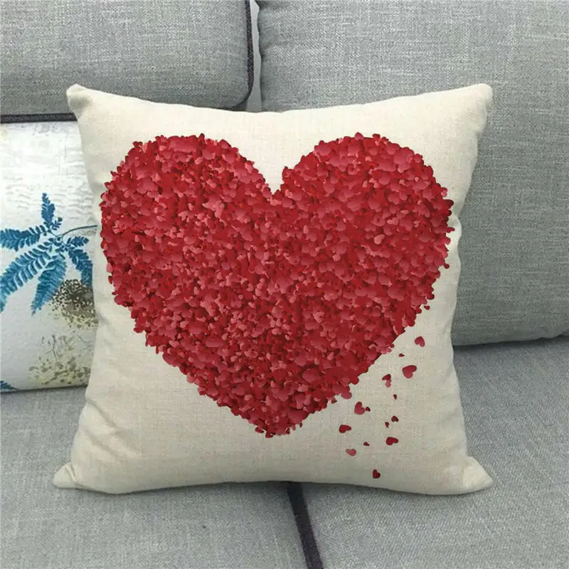 Romantic Lover Pillow Case Red Heart Pillowcase 40x40 Cm for Sofa Bed Bedroom Pillow Covers Decorative Wedding Ceremony Gift