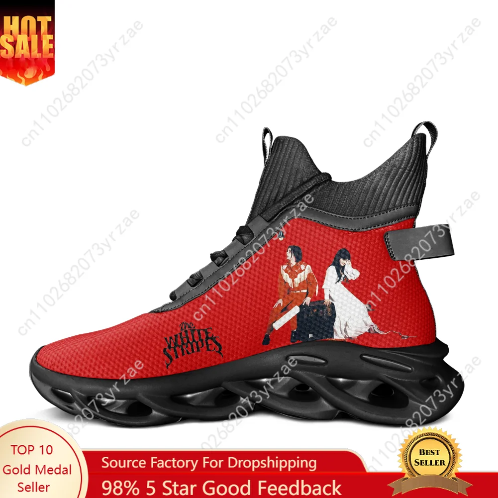 

The White Stripes High Top Flats Sneakers Men Women Running Sports Shoes High Quality Sneaker Lace Up Mesh Footwear Custom Shoes