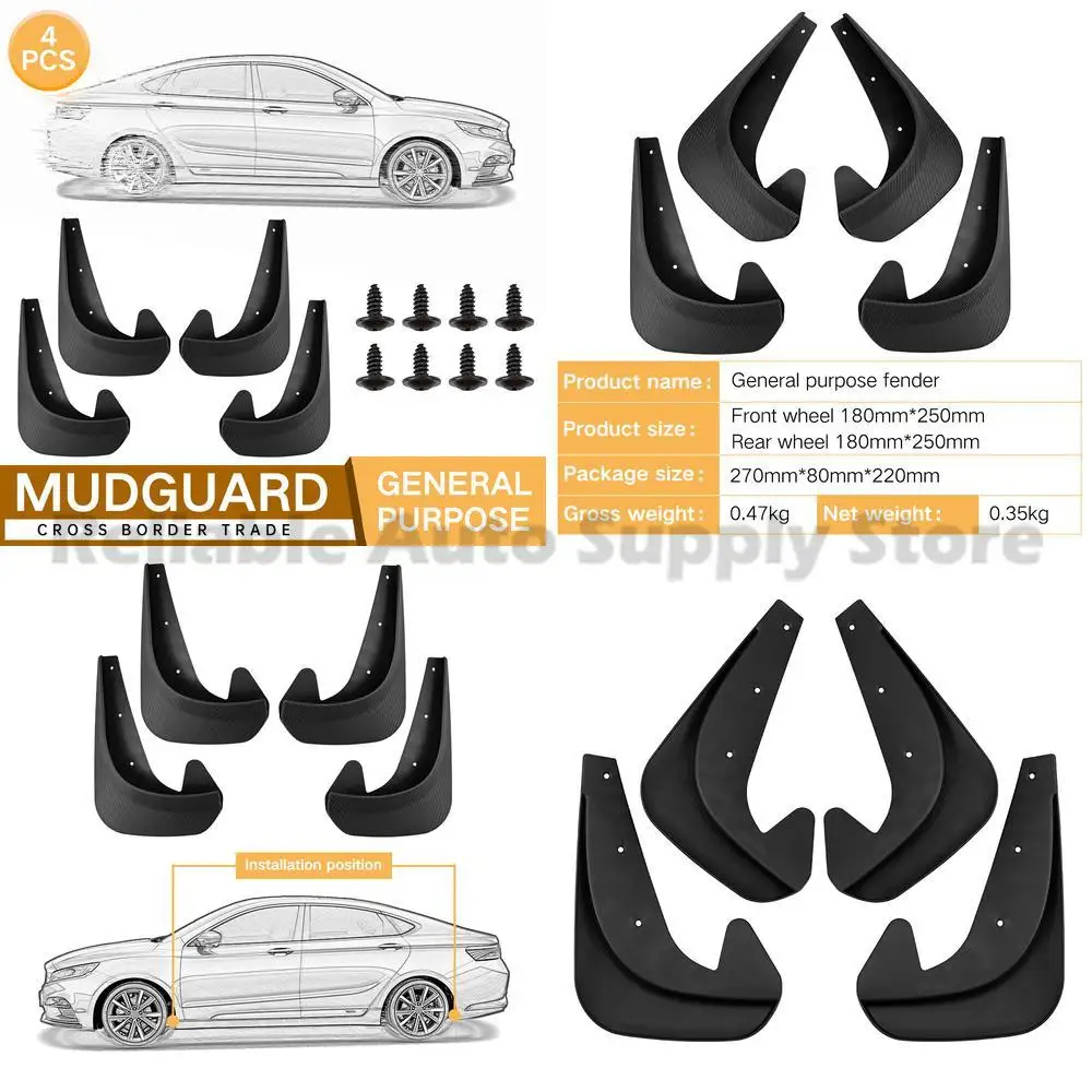 

For Universal Car 4Pcs Carbon Fiber Texture Soft Rubber Mud Flaps Tire Fender Guards for Sedan SUV Stylish Durable Protection