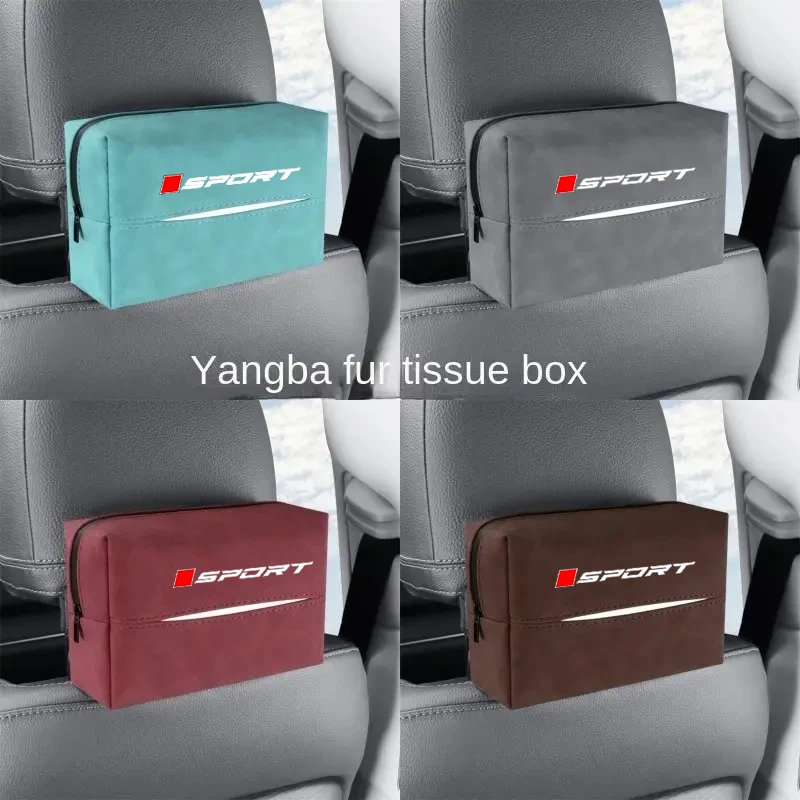 1 Piece of Sporty Style Car Tissue Bag, Faux Suede Surface, Space-Saving Car Napkin Holder, Suitable for Seat Backs and Armrests
