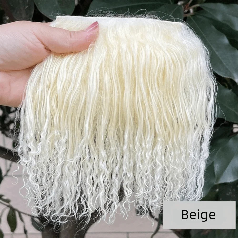 New Cute Mongolia Fur Sheepskin Wool Extensions Curly Texture Hair Row Lamb Fur Pelt DIY Wig Wig Durable SD Blyth Wigs Dolls