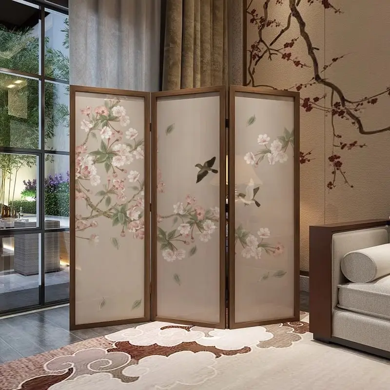 New chinoiserie screen foldablemovable partition living room simple modern bedroom blocking folding screen