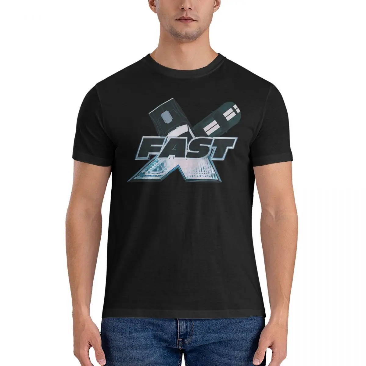 X T-Shirt for Men Fast And Furious Vintage Pure Cotton Tees Round Neck Short Sleeve T Shirts Party Clothes