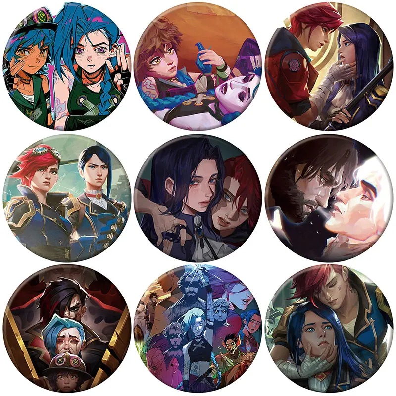 Game Arcane Season 2 Brooches Cute Figure Vi Jinx Caitlyn Badge League of Legends Backpack Clothes Jewelry Accessory Button Pin