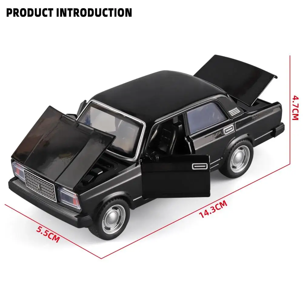 러시아 LADA 2107 다이캐스트 모델 자동차, 금속 자동차, 어린이 소년 선물 장난감, 문짝, 풀 백 기능, 음악, 조명, 14.3cm