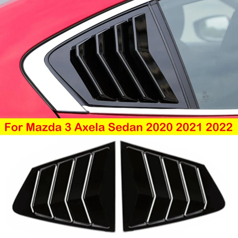 

For Mazda 3 Axela Sedan 2020 2021 2022 Car Rear Louver Window Side Shutter Cover Trim Sticker Vent Scoop ABS Carbon Fiber Black