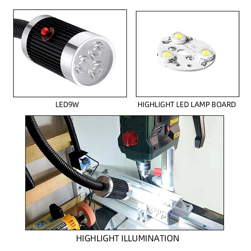 LED 공작 기계 조명, 긴 암 호스, 작업장 작업 조명, 자석 및 나사 베이스, 매우 밝은 산업용 램프, 3W, 6W, 9W