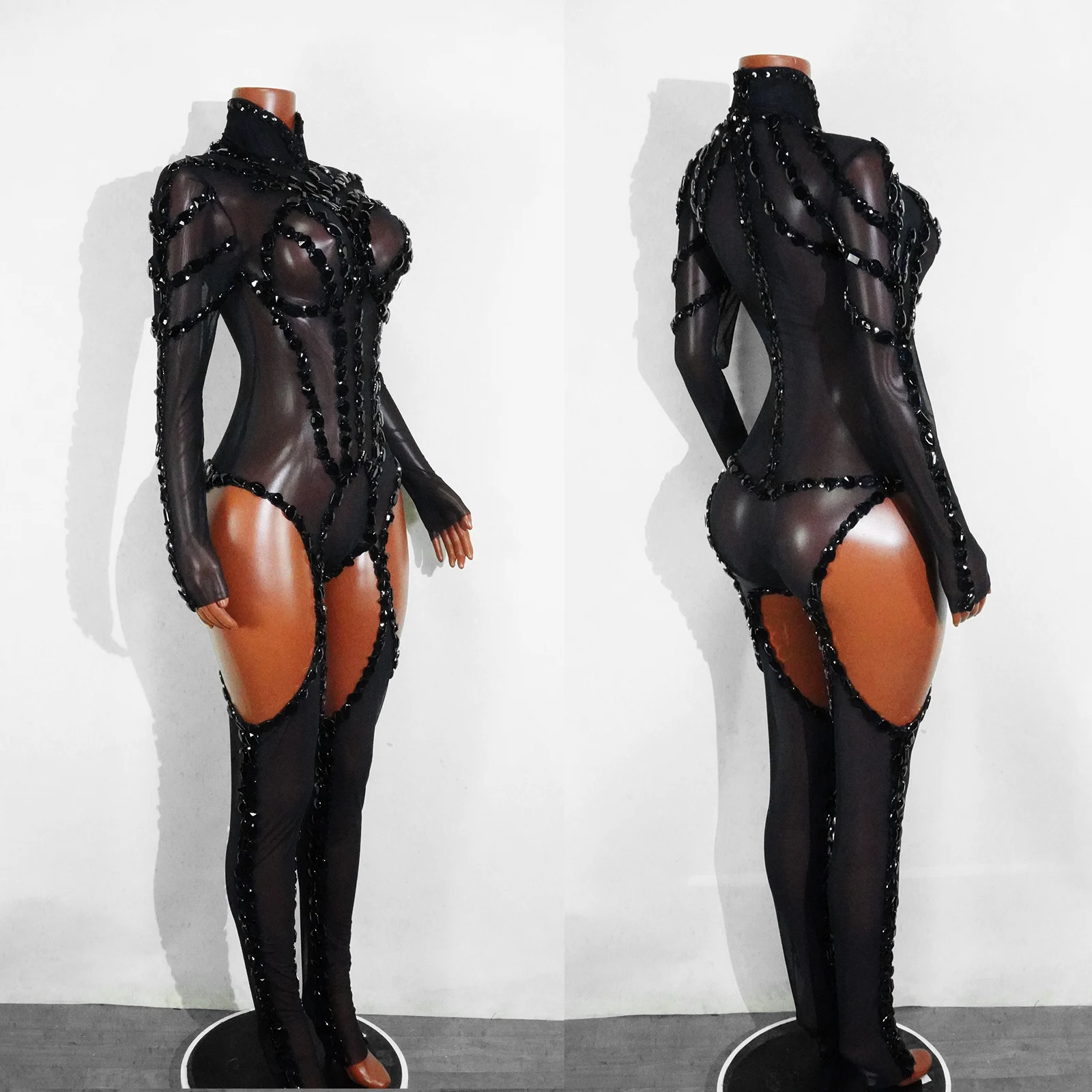 مصمم مثير شبكة سوداء حللا سحب كوينز زي ملهى ليلي المغني القطب الرقص المرحلة ازياء تظهر فتاة أداء الراقصات