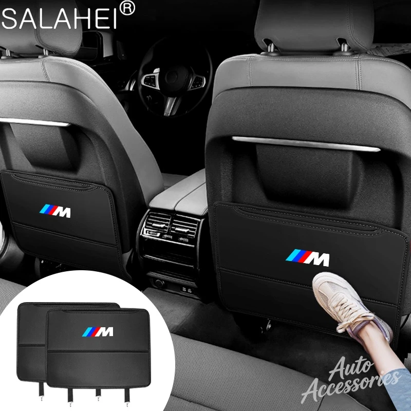 Car Logo Seat Back Anti Kick Pad Prevent Dirt Leather Protection Cover For BMW M E46 E90 E60 F10 F30 E39 E36 F20 E87 G30 E92 E91 view 3