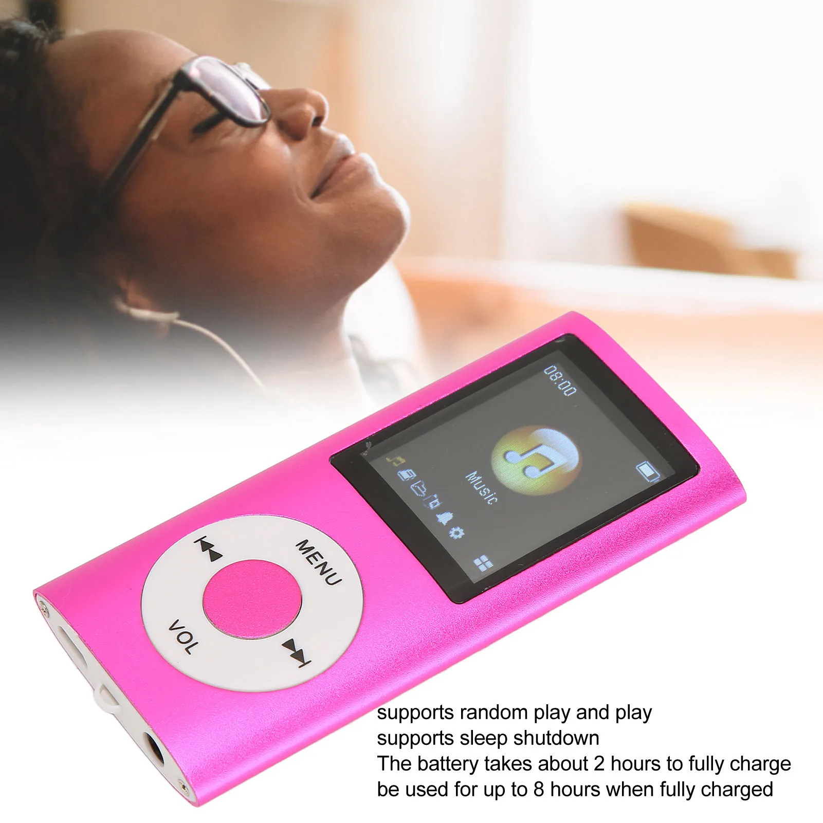 1.8in Player Support Memory Card Ultra Thin LCD MP3 Player with Bluetooth for Students Running Walking MP3 Player LCD Player