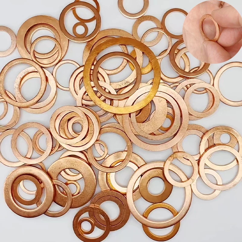 Purple Copper Sealing Thickness 1.0 - 2.0mm Washer Boat Flat Seal Ring Gasket Washers M10 M12 M14 M16 M18