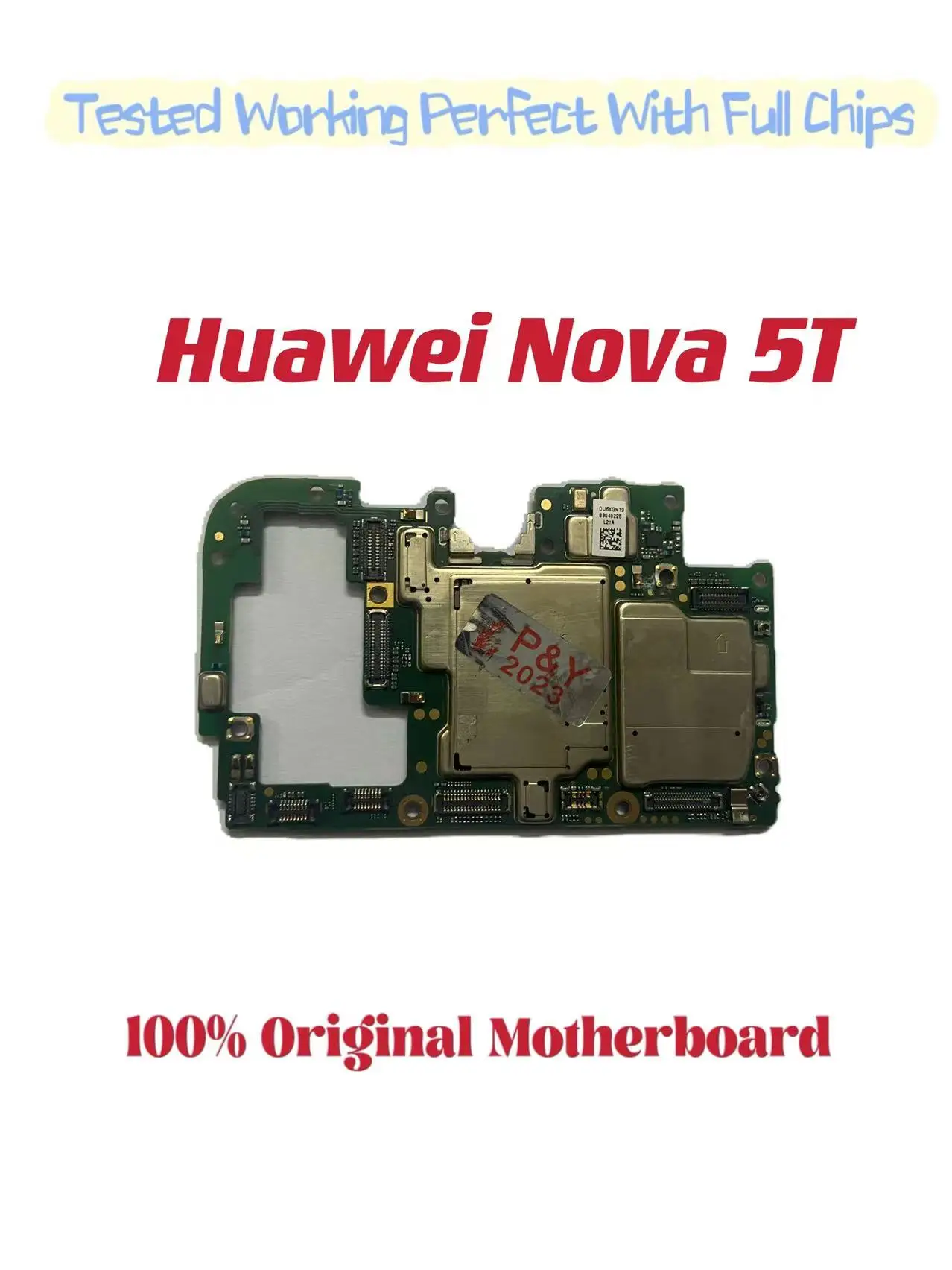 Original Unlocked Main Board for Huawei, Nova 5t Mainboard, Motherboard with Chips, Flex Cable